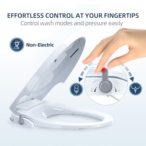 SmartWhale Bidet Toilet Seat, Elongated Non-Electric Bidet Seat, Dual-Nozzle, Rear/Feminine Wash, Adjustable Water Pressure, Easy Installation, Quiet Close, Cleanslet-1