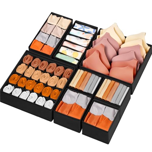 8 Pack Drawer Organizer Bins for Clothes Storage