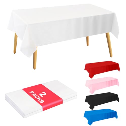 2 Pack Disposable Plastic Tablecloths 54x108 Inch