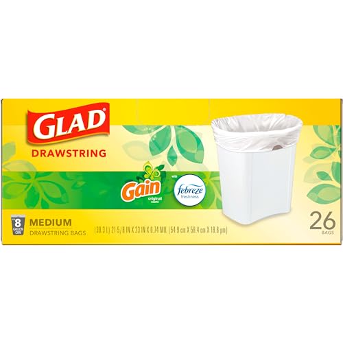 Glad 8 Gallon Drawstring Trash Bags, 26 Count