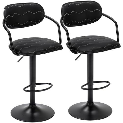 VECELO Adjustable Swivel Bar Stools Set