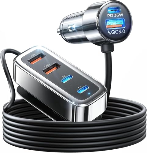 108W 6-Port USB C Car Charger Adapter