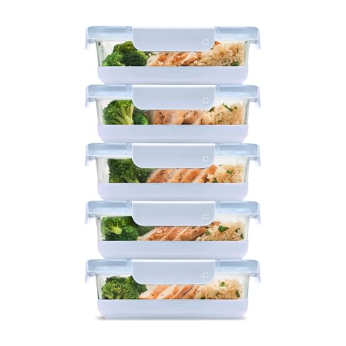 5 Pack Ello 3.4 Cup Glass Meal Prep Containers