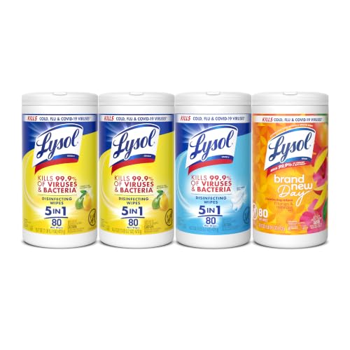 4 Pack Lysol Disinfecting Wipes 80 Count Canisters