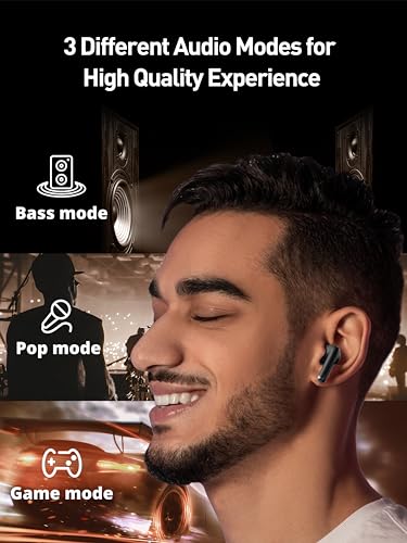 Gsoemon Active Noise Cancelling Wireless Earbuds, Bluetooth 5.3 Headphones, Enhanced Bass, 35dB Noise Cancelling Earphones, Waterproof, Pass-Through Mode, 4 Mic ENC, 3 EQ Quick Charging