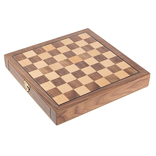 Hey! Play! Inlaid Walnut-Style Magnetized Wood Chess Set with Staunton Wood Chessmen, Brown,1.375x9.875x9.875, 12-21129