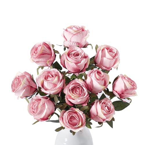 12 Pack Artificial Rose Stems Silk Flowers