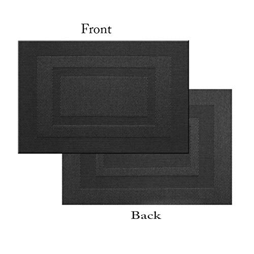 Bright Dream Place Mats Indoor set of 4 Placemasts Woven Washable Easy to Clean PVC Placemat (placemats Set of 4, Black)
