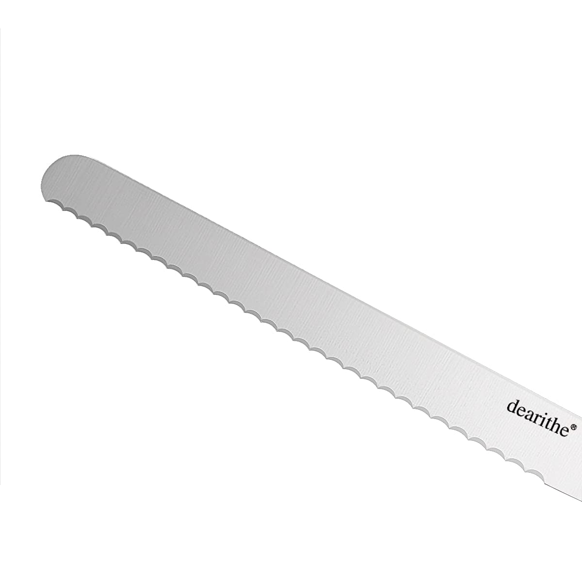 dearithe Serrated Bread Knife with Sheath, Plus a Free 304 Butter Knife,10 inch Black Stainless Steel Sharp Wavy Edge Wide Bread Cutter, For Homemade Bread, Bagels, Cake. Dishwasher Safe