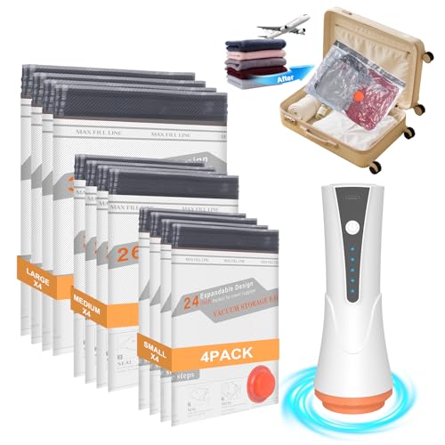 12 Pack Vacuum Storage Bags with Hand Pump