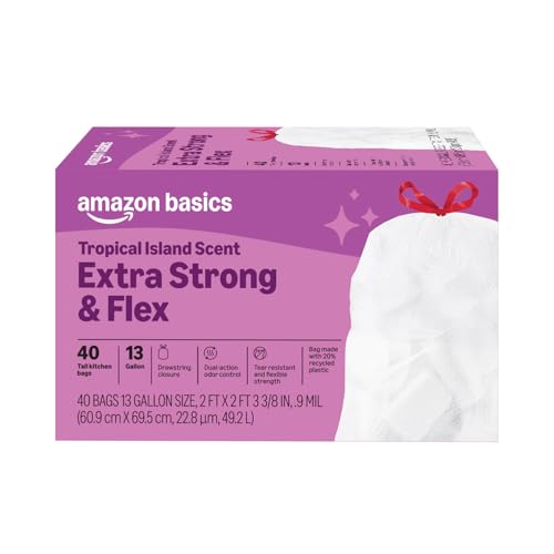 40 Count Amazon Basics 13 Gallon Scented Trash Bags