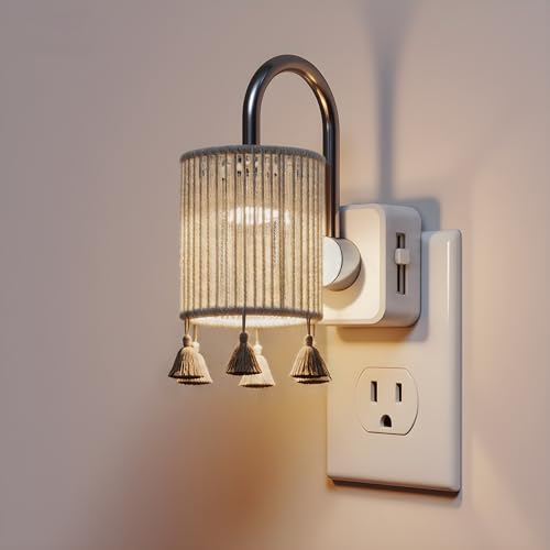 Boho Fabric Plug-In Cylinder Night Light