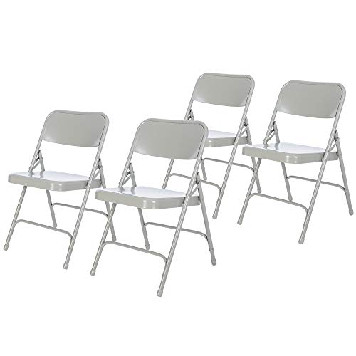 4 Pack Steel Folding Chairs with Contoured Seat (3 Colors)