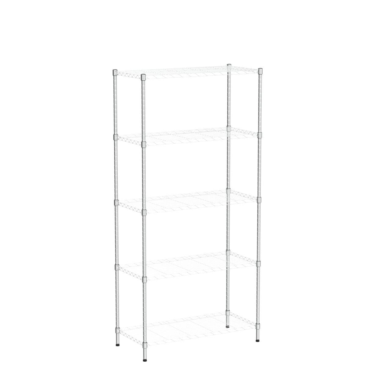 EFINE 2-Pack Chrome 5-Shelf Shelving Unit with 5-Shelf Liners, Adjustable, Metal Wire Shelves, 150lbs Loading Per Shelf, Shelving Units and Storage for Kitchen and Garage (30W x 14D x 60H)