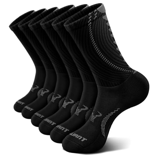 6 Pack Cushioned Compression Athletic Crew Socks