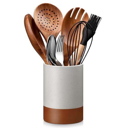 Ceramic Kitchen Utensil Holder Crock for Countertop