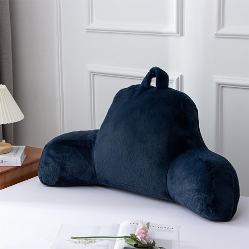 Faux Fur Bed Reading Pillow with Arms