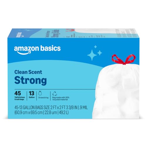 45 Count Amazon Basics 13 Gallon Kitchen Trash Bags