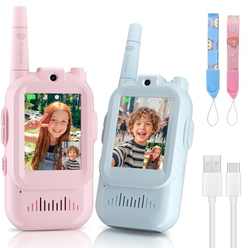 2 Pack Rechargeable Kids Walkie Talkies with Camera