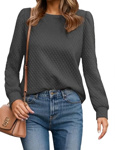 Women's Long Puff Sleeve Knit Twist Sweatshirt Top