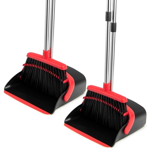 2 Pack Long Handle Broom and Dustpan Set
