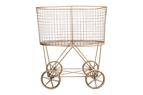 Vintage Metal Laundry Basket on Wheels