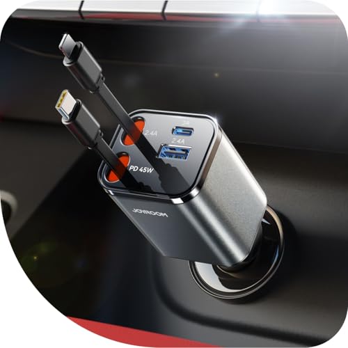 Retractable 84W Fast Charging USB C Car Charger
