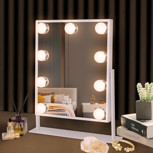 Lighted Vanity Makeup Mirror with 9 LED Bulbs