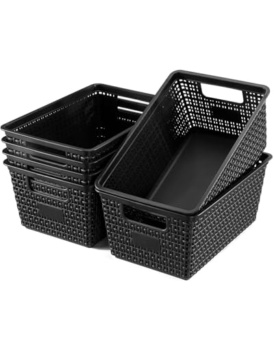 6 Pack Plastic Storage Organizer Baskets