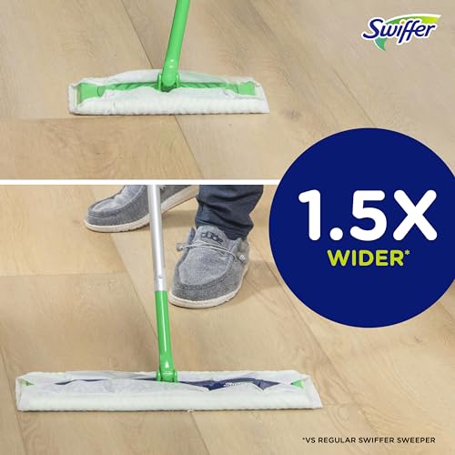 Swiffer Sweeper Dry + Wet XL Sweeping Kit, 1 Sweeper, 8 Dry Cloths, 2 Wet Cloths