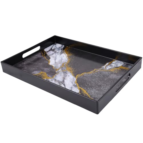 Rectangular Decorative Serving Tray with Handles