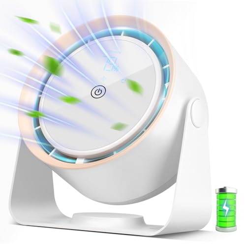 Rechargeable 5-Speed Quiet Desk Fan with Digital Display