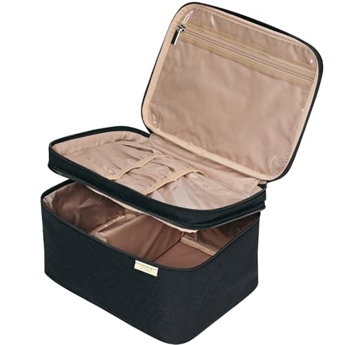 NISHEL Double Layer Travel Makeup Bag Organizer