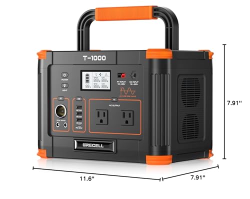 1000W GRECELL Portable Solar Generator with AC Outlet