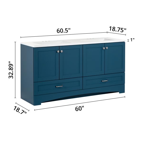 60-Inch Double-Sink Bathroom Vanity with Cabinets
