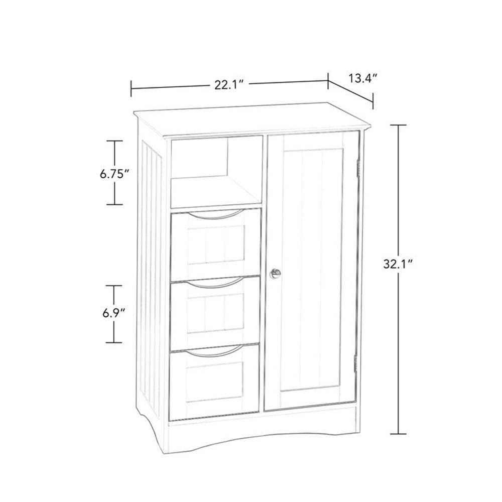 1 Door 3 Drawer RiverRidge Floor Cabinet