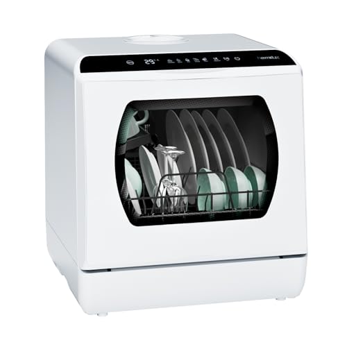 Hermitlux Portable Countertop Mini Dishwasher, 5 Programs