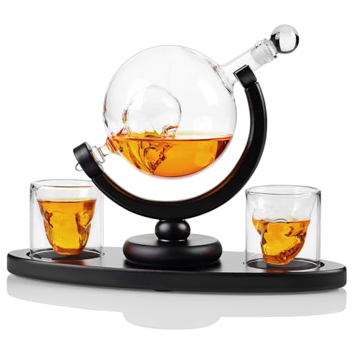 28oz Skull Whiskey Decanter Set with Two Glasses