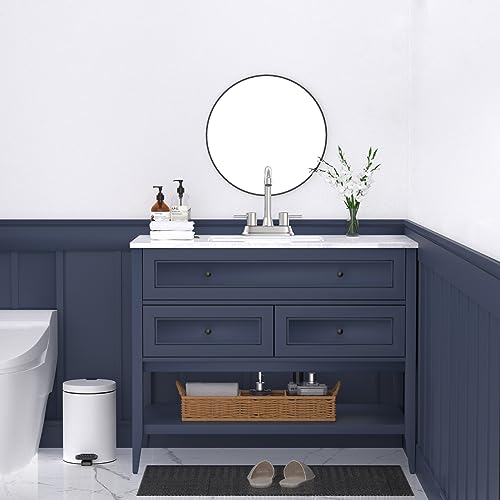 Bathroom Faucets for Sink 3 Hole, Brushed Nickel Bathroom Sink Faucet 4 Inch 2 Handle Centerset,360 Swivel Spout Faucet for Bathroom Sink 2-3 Hole RV Bathroom Vanity Sink,with Pop Up Drain