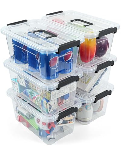 6 Pack Stackable 7 Quart Plastic Storage Bins