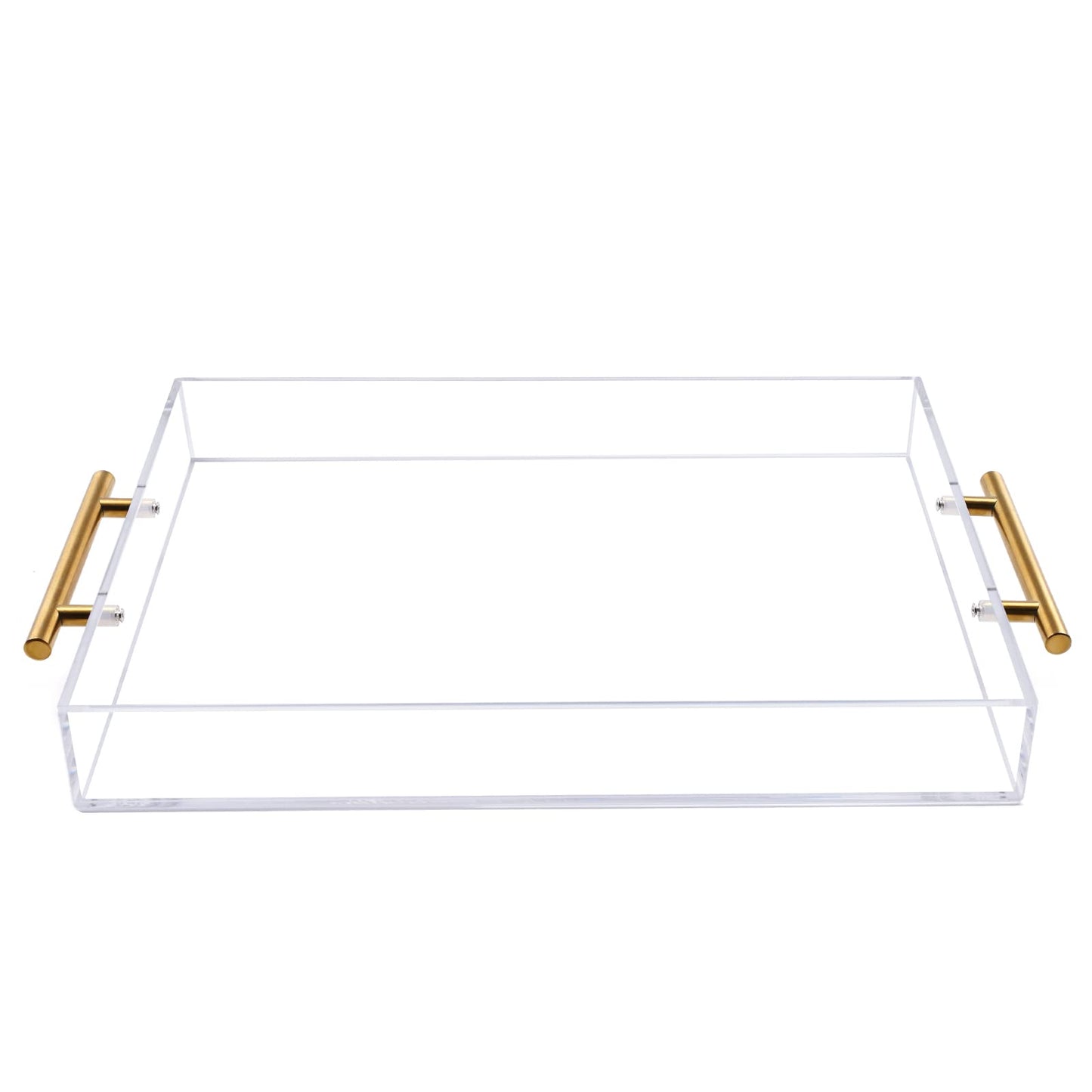 Clear Acrylic Serving Tray with Golden Handles