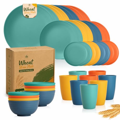 40 Piece Wheat Straw Dinnerware Set for 8