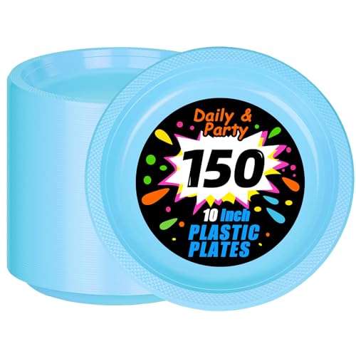 150 Pack WELLIFE 10 Inch Disposable Plastic Party Plates