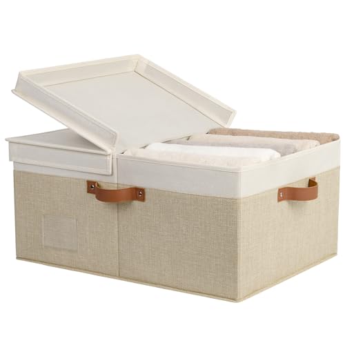 63L Fabric Storage Box with Lid and Label