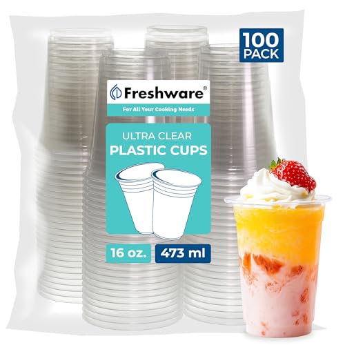 100 Count 16 oz Disposable Plastic Cups