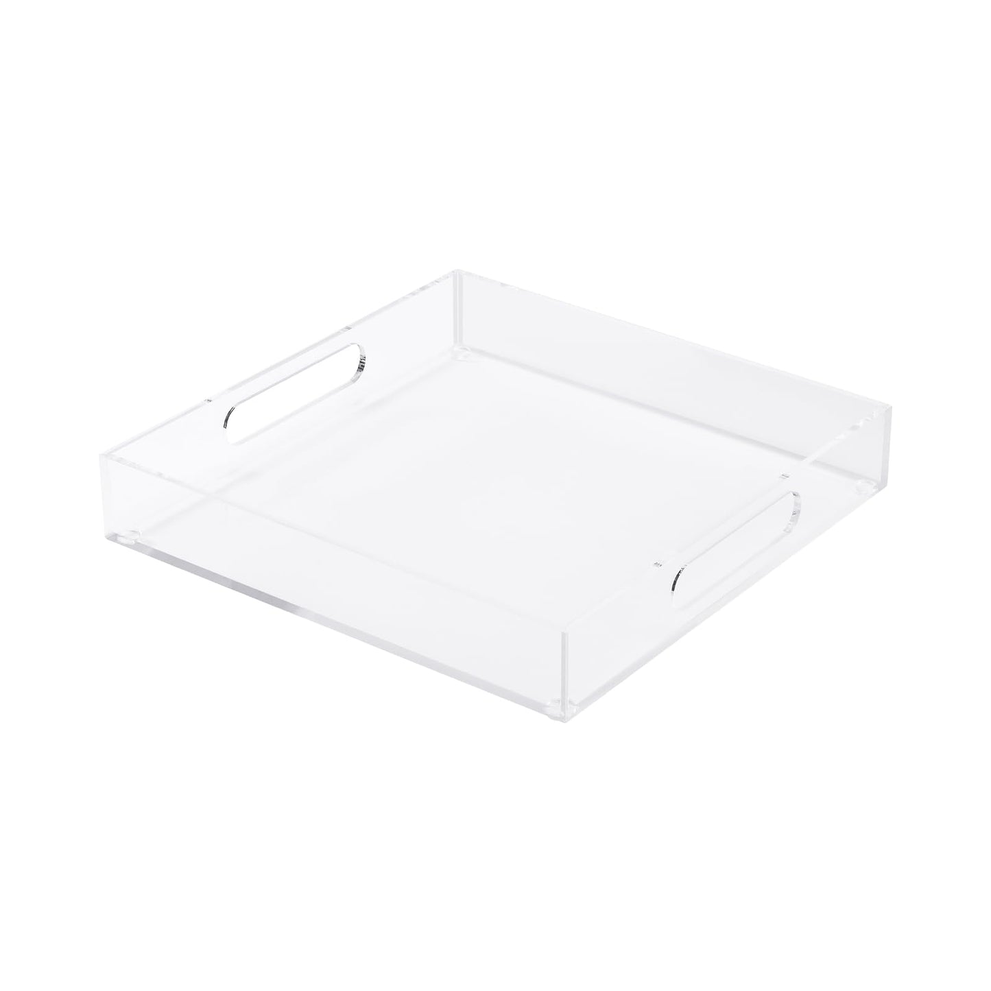 Clear Serving Tray Acrylic Tray Organizer, Ottoman Serving Tray for Coffee Table, Bathroom, Vanity, TV Table, Plastic Plastic for Eating 12 * 12 Inch
