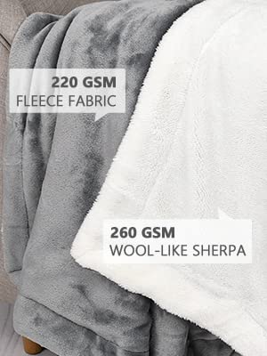 TILLYOU Reversible Plush Sherpa Fleece Kids Blanket for Boys Girls, 50"x60" - Fuzzy Fluffy Warm Throw Blanket for Couch Bed Sofa, Gray