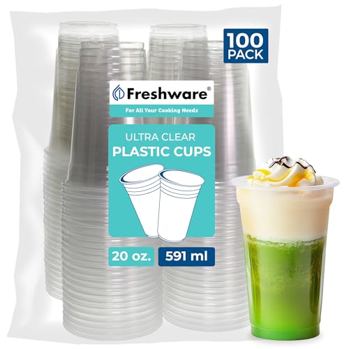 100 Pack Disposable 20 oz Plastic Drinking Cups