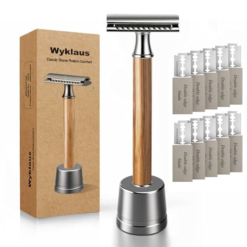 Double Edge Safety Razor with Bamboo Handle and Blades