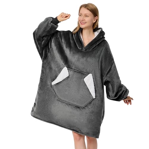 Oversized Sherpa Fleece Wearable Blanket Hoodie